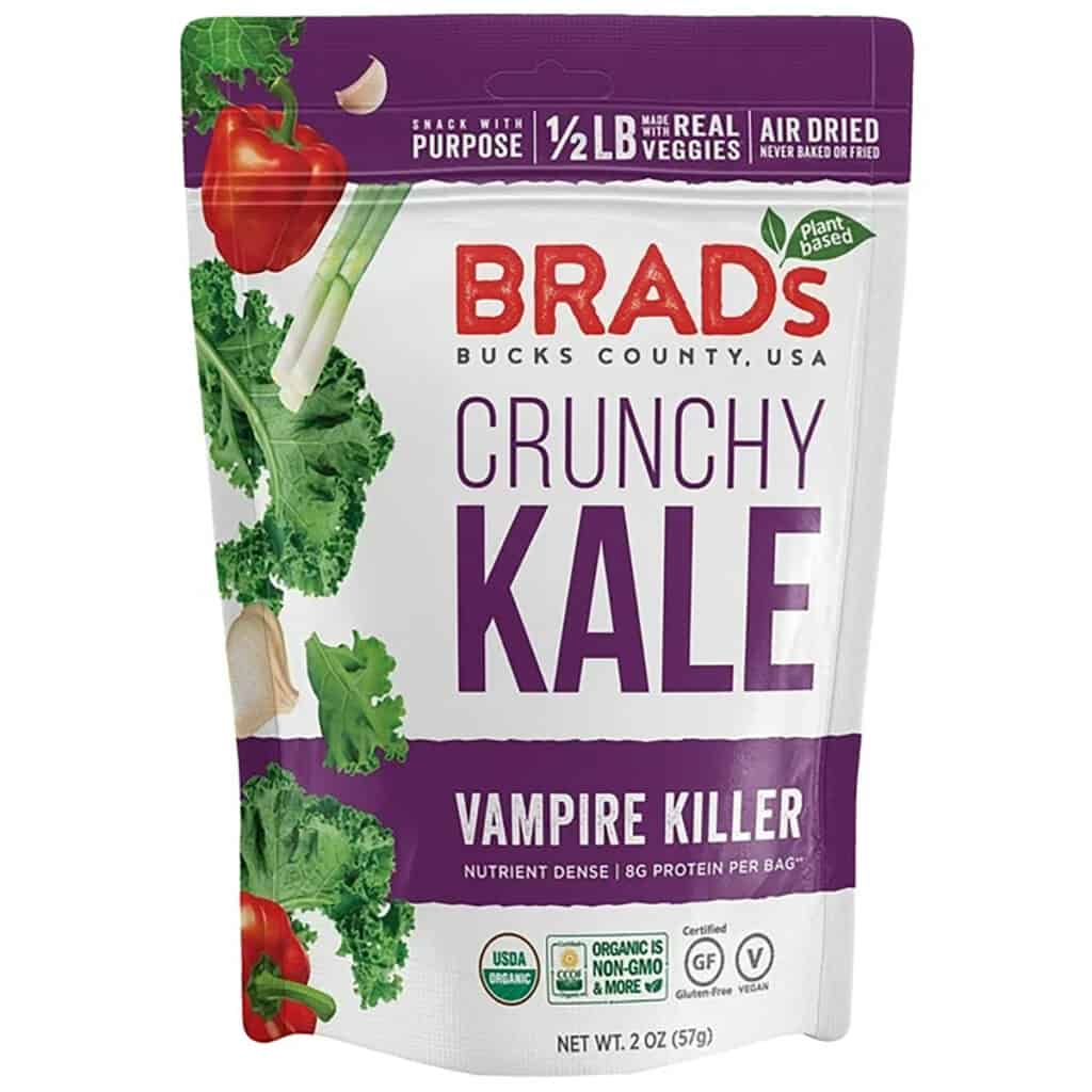 A pack of crunchy kale chips. 