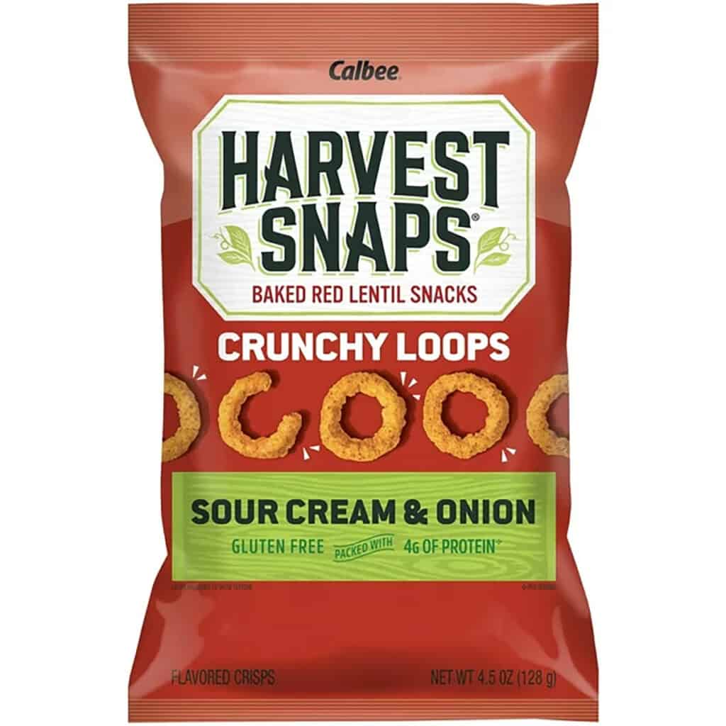 A brown colored packet of Harvest Snaps Crunch Loops.