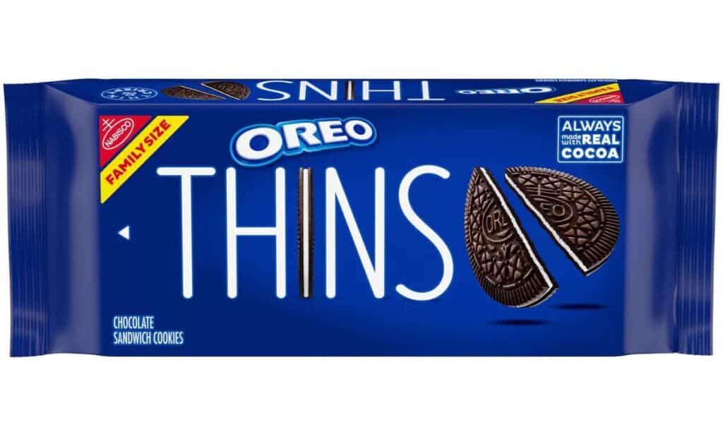 A product shot of a package of oreo thins.